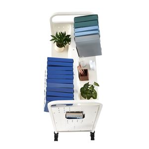 Carrito de Biblioteca Rodante con Capacidad para 330 Libras, con Estantes Metálicos en Forma de W de Doble Cara de 38.2 x 20.3 x 48.2 Pulgadas, 3 Pulgadas de Profundidad - Product Image 4