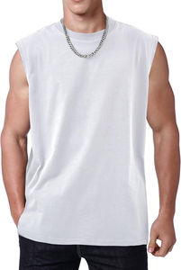 Camisetas sin mangas de punto personalizadas para hombre, estilo acid wash, para gimnasio, de secado rápido, ajuste holgado, de algodón, para correr y playa, OEM/ODM - Product Image 4