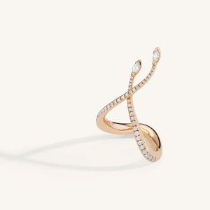Rose <b>Gold</b> Diamond <b>Cocktail</b> <b>Ring</b> Marquise Cut Plant Inspired Women's Luxury Fine Jewelry - Product Image 2