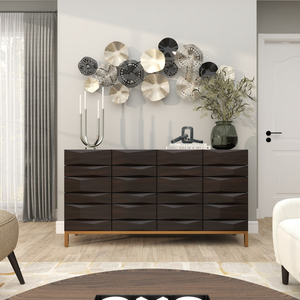 Décoration murale géométrique moderne en métal de 59 pouces, sculpture de médaillon noir, argenté et doré pour la maison - Product Image 3