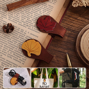 Accessoire de lecture personnalisé en gros avec marque-page en cuir artisanal motif feuille d'érable pour un cadeau attentionné, en vente - Product Image 6
