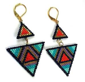 Elegant Seed Bead Embroidery <b>Earrings</b> Handmade Festive Beaded Jewelry for Women At <b>cheap</b> Price - Product Image 5