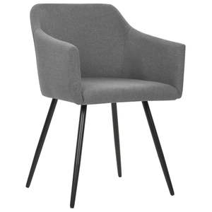 Juego de 2 sillas de comedor gris claro con estructura de metal y tela de poliéster, elegantes y duraderas - Product Image 2
