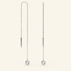 Boucles d'oreilles pendantes de luxe en or 10K 14K 18K avec diamants de laboratoire, chaîne à maillons, bijoux élégants pour femme, cadeau - Product Image 1
