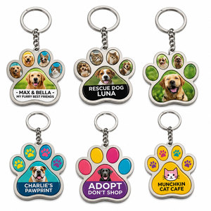 Custom Logo Fashion Vintage Metal Pet <b>Keychain</b> Bulk | Full Color Print Epoxy Dome OEM Promotional <b>Keychain</b> | Vietnam Factory MOQ - Product Image 3