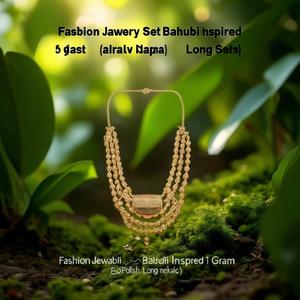 Fashion Jewelry Set Bahubali Inspired 1 Gram Gold Polish Long Necklace - Product Image 3