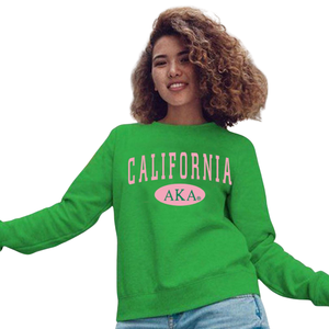Sudadera Ligera de Cuello Alto Estilo Universitario AKA para Mujer, Sudadera Personalizada de Forro Polar para Hermandades, Rosa y Verde, Ropa para el Campus - Product Image 1