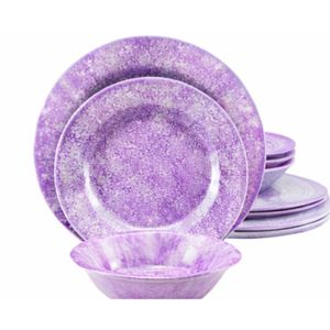 Ensemble d'assiettes en mélamine à motif floral pour un service élégant et une mise en scène de table raffinée - Product Image 1