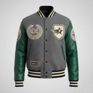 Chaqueta Varsity Premium para Deportes, Cuerpo de Lana, Mangas de Cuero Genuino, Logotipo Personalizado, Parches Bordados, Fabricación OEM - Product Image 1