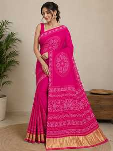 Sari de Diseño con Estampado Bandhani de Seda Gajji Inspirado en Gujarat - Product Image 2