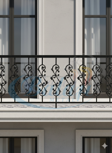 Rampe d'escalier moderne en fonte gris CI, sablée et polie, pour balcon, sans cadre, résistante à la rouille et à l'eau - Product Image 1