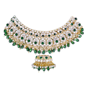 Conjunto de Collar Choker de Diseño con Piedras Austriacas Brillantes, Perlas y Cuentas - 10575613DGR, Conjunto de Joyería de Moda - Product Image 2
