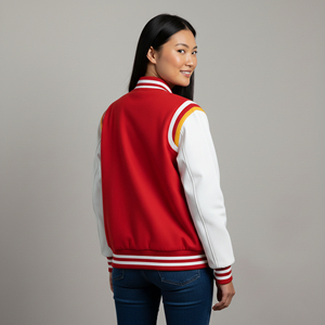 Wholesale Best Selling 100% <b>Wool</b> Sheep Skin Lined Women's Custom Embroidered Logo 2-Tone <b>Quilted</b> Winter Varsity Plain Dyed - Product Image 5