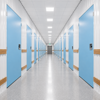 Unidades de Almacenamiento Modernas de Acero Azul, Puerta Batiente Plana Modular para Almacenes Comerciales, Instalaciones de Almacenamiento en Casilleros