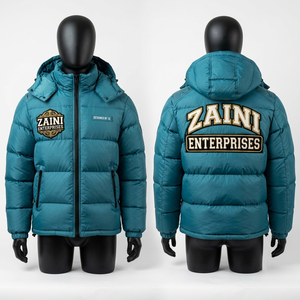 ZAINI Mens Hooded Puffer Jacket Premium 128GSM Polyester Fabric Winter Quilted Custom Embroidery Waterproof Windproof <b>Camouflage</b> - Product Image 1