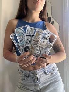Rhinestone Sparkle Sun Motif Transparent TPU Skin Handcrafted Smartphone Back Guard Shell Floral Mobile Phone Frame <b>Protector</b> - Product Image 6