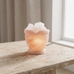 Lámpara de Sal Rosa del Himalaya Hecha a Mano con Cristales Blancos, Decoración Natural para el Hogar - Product Image 5