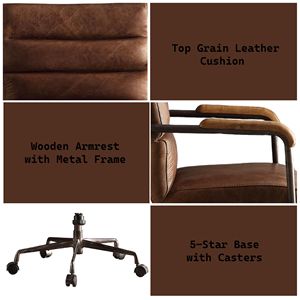 Sedia da Ufficio Harith in Pelle Marrone Retrò di Alta Qualità - Product Image 2