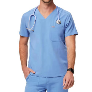 Ensemble d'uniformes extensibles personnalisables en polyester, rayonne et élasthanne pour le personnel médical et les uniformes de travail pour hommes, sur mesure - Product Image 5