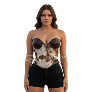 Fabricante de Corsés de Cuero con Pelo de Vaca, Hechos a Mano |   Corsé Bustier de Cuero Marrón Premium - Product Image 3