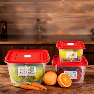 Contenedor de Alimentos Ecológico, Apto para Refrigerador y Lavavajillas, Libre de BPA, de 1600 ml, Transparente, Cuadrado, de Polipropileno, para Comida para Llevar, B2B - Product Image 1