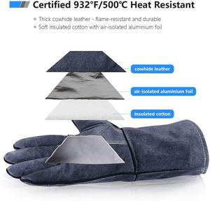 Offre Spéciale Four Résistance Thermique Cuir Soudage Gants À Manches Longues Isolé Doublure Sécurité Travail Cuisine Gants de Cuisson - Product Image 4