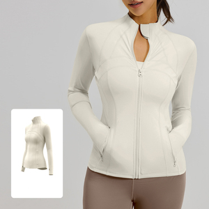 Factory Seamless 4 Way Stretch Active <b>Jacket</b> Women High Collar Zip Up Second Skin Feel Running <b>Workout</b> Long Sleeve Top - Product Image 2