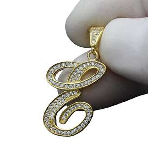 Pendentif lettre E en moissanite et diamant, en argent sterling 925, style Iced Out, sans chaîne - Product Image 4