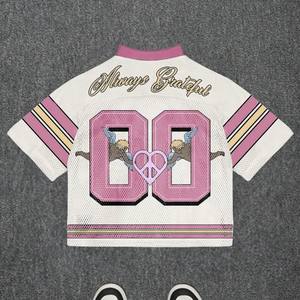 Camiseta Deportiva Personalizada de Malla Sublimada para Hombre, Cuello en V, Estilo Retro, Estampado Gráfico, Streetwear, Venta al Por Mayor OEM - Product Image 5