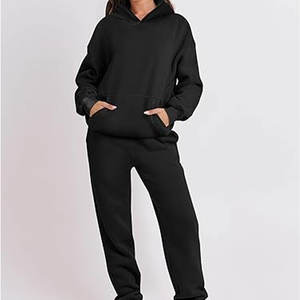 Conjunto de chándal de 2 piezas para mujer, sudadera con capucha extragrande, pantalones deportivos, estilo Y2K, ropa informal de otoño - Product Image 2