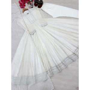 Fancy Anarkali Gown Dupatta & Bottom Set para fiesta para vestidos de noche - Product Image 2