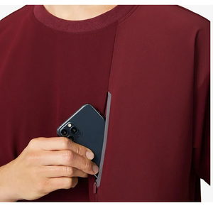 Ensemble de blouses médicales pour hommes, couleur bordeaux, coton et polyester, uniformes d'hôpital, pantalon avec stéthoscope, prêt à l'emploi - Product Image 6