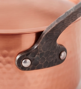 Copper Hammered Handle Sauce <b>Pan</b> And Copper Lid Minimalist Design Durable Metal Cookware For Gas And <b>Induction</b> Stoves - Product Image 2