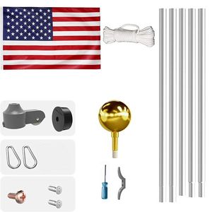Kit Asta Portabandiera Sezionale in Alluminio Extra Spesso da 20 Piedi, 1 Bandiera Nazionale Stampata, 2 Corde, Stile Sospensione, Poliestere Stampato, Plastica - Product Image 5