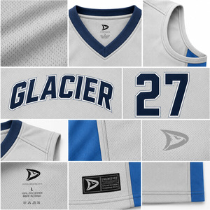 <b>Top</b> Selling 2026 Basketball Grey Jersey Sublimated V-Neck Tank <b>Top</b> Adult Unisex Breathable 100% Polyester Sport Apparel - Product Image 5