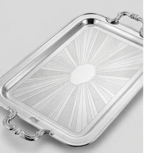 Stylish Decorative Aluminium <b>Tea</b> <b>Tray</b> Handmade Hotelware Kitchenware Serving <b>Trays</b> Serving Ware Accessories Rectangle Shape - Product Image 1