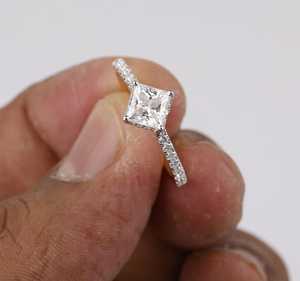 Princess Cut Diamond Solitaire Half Eternity Ring 1.00Ct Lab Grown 10k Yellow Gold Classic Style Promise Gift For Anniversary - Product Image 1