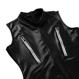 Body moulant sexy en similicuir PU pour femme, avec fermeture éclair, sans manches, taille unique, tenue de club en cuir - Product Image 6