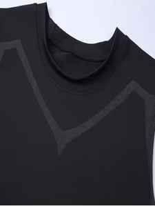 Chemise de compression slim fit pour homme, manches courtes, motif uni, respirante, séchage rapide, pour la course à pied, la gym, les entraînements en extérieur - Product Image 3