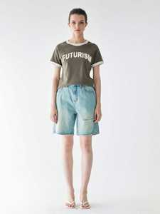 Jeans Cortos de Cintura Alta Personalizados, Rectos, con Rasgaduras, Sexys, de Color Sólido, Vintage, Ecológicos, de Secado Rápido, con Acabado Desgastado Ligeramente en el Lateral - Product Image 4