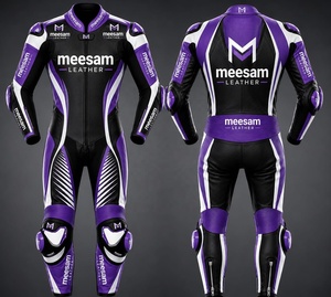 Traje de Motociclismo Unisex de Cuero Premium, Manga Larga, Protección Interna/Externa, Ventilación Transpirable, Ajuste Cómodo - Product Image 1