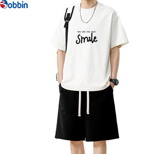 BOBBIN INDUSTRIES Conjunto Deportivo Informal Unisex Cómodo de Manga Corta, Camiseta y Pantalones Deportivos, Tejido Transpirable de Felpa, Poliéster/Algodón - Product Image 1