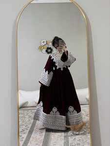 Prix raisonnables, dernières créations, 100% polyester, robe de mariée afghane Kuchi à manches longues, broderie artisanale, coupe en A, lacets. - Product Image 3