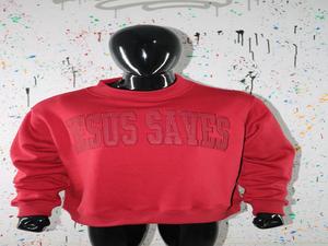 Sweat-shirt à capuche en velours JESUS SAVES 100% coton avec broderie appliquée, col large, hiver CLUSH SPORTS - Product Image 2