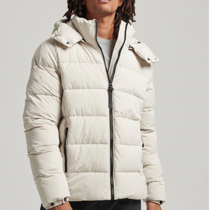 Men's Puffer Jacket Winter Warm Thick Polyester Windproof Casual <b>Covered</b> <b>Button</b> Closure Solid Color Regular Fit Front High - Product Image 1