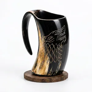 Jarra Vikinga de Cuerno Natural Indio Hecha a Mano, Taza de Cuerno para Beber, Jarra Medieval, Estilo Nórdico, Reutilizable para Cerveza, Cerveza Alemana, Miel - Product Image 5