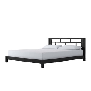 Cadre de lit en teck massif de haute qualité, design moderne, style doux et couleur noire pour une utilisation en chambre à coucher intérieure. - Product Image 1