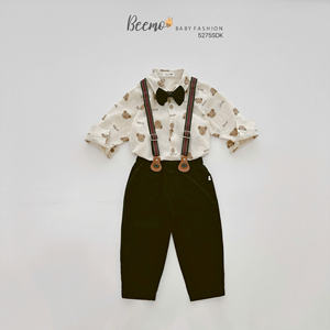 Conjunto de Ropa para Niños a la Moda, Camisas y Pantalones Holgados con Tirantes y Corbata de Moño, Traje de Caballero para Niños para Bodas, Cumpleaños, Ropa para Niños Pequeños - Product Image 5