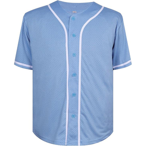 Maillot de baseball en maille bleu ciel avec rayures blanches – Uniforme d'équipe rafraîchissant pour l'entraînement estival - Product Image 1