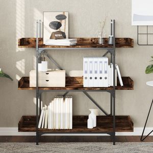 Bibliothèque en bois d'ingénierie en chêne fumé avec accents métalliques - Product Image 3